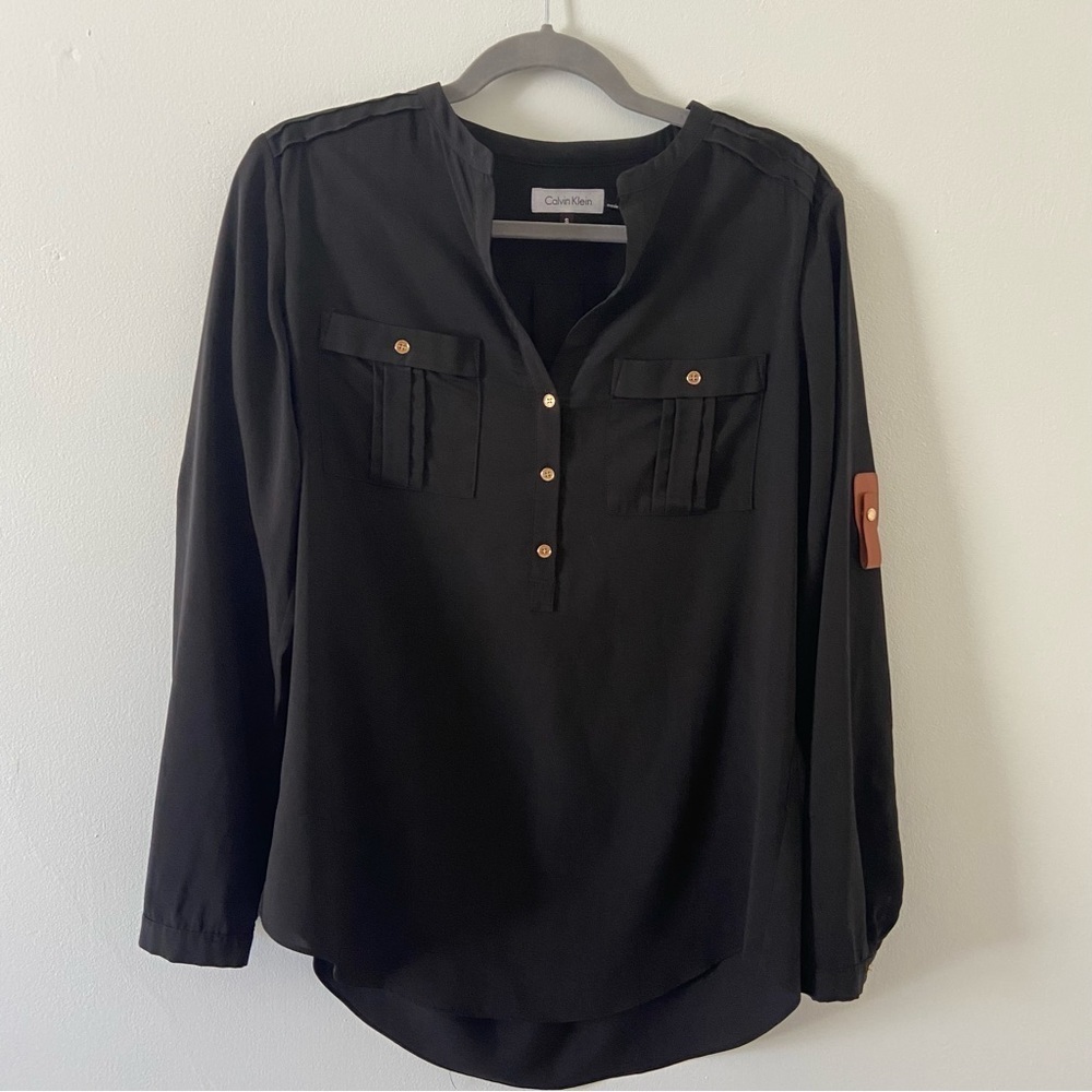 Calvin Klein Long Sleeve Black Blouse Small